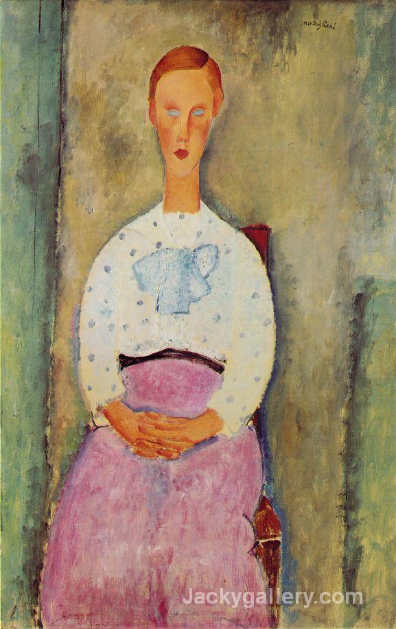 Girl with a Polka-Dot Blouse by Amedeo Modigliani paintings reproduction
